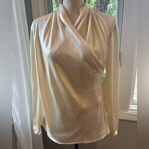 Vintage Ralph Lauren Ivory Silk
Faux Wrap Blouse Size 4